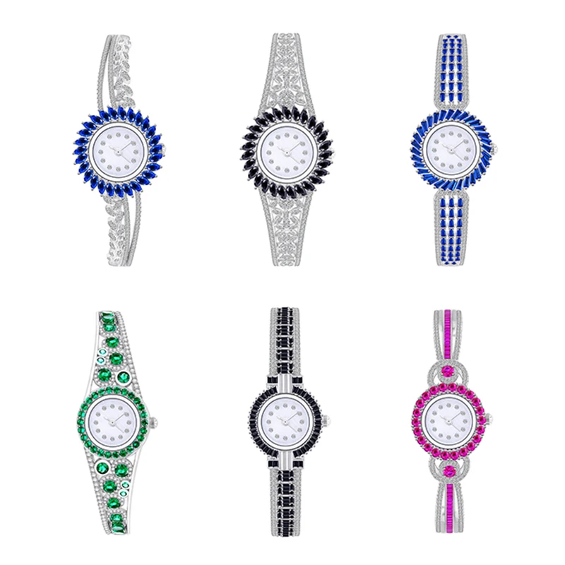 Customized Luxury AAA Cubic Zircon Stone Moissanite 925 Sterling Silver Jewelry Women Quartz Watch Jewelry