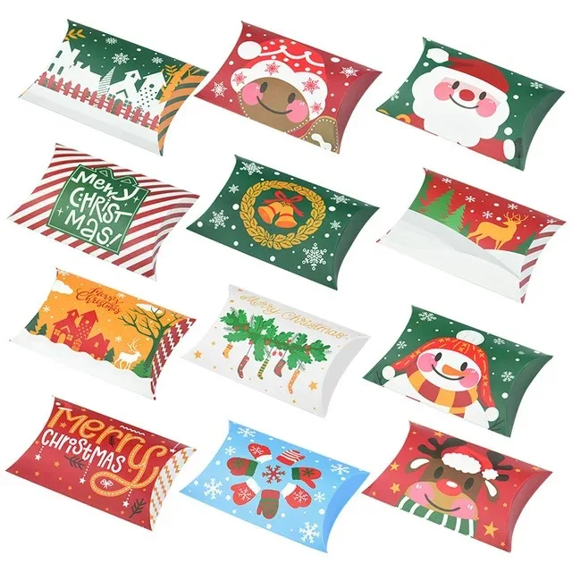 Cheap Paper Pillow Personalized Merry Christmas Chocolate Candy Box Packaging for Gifts