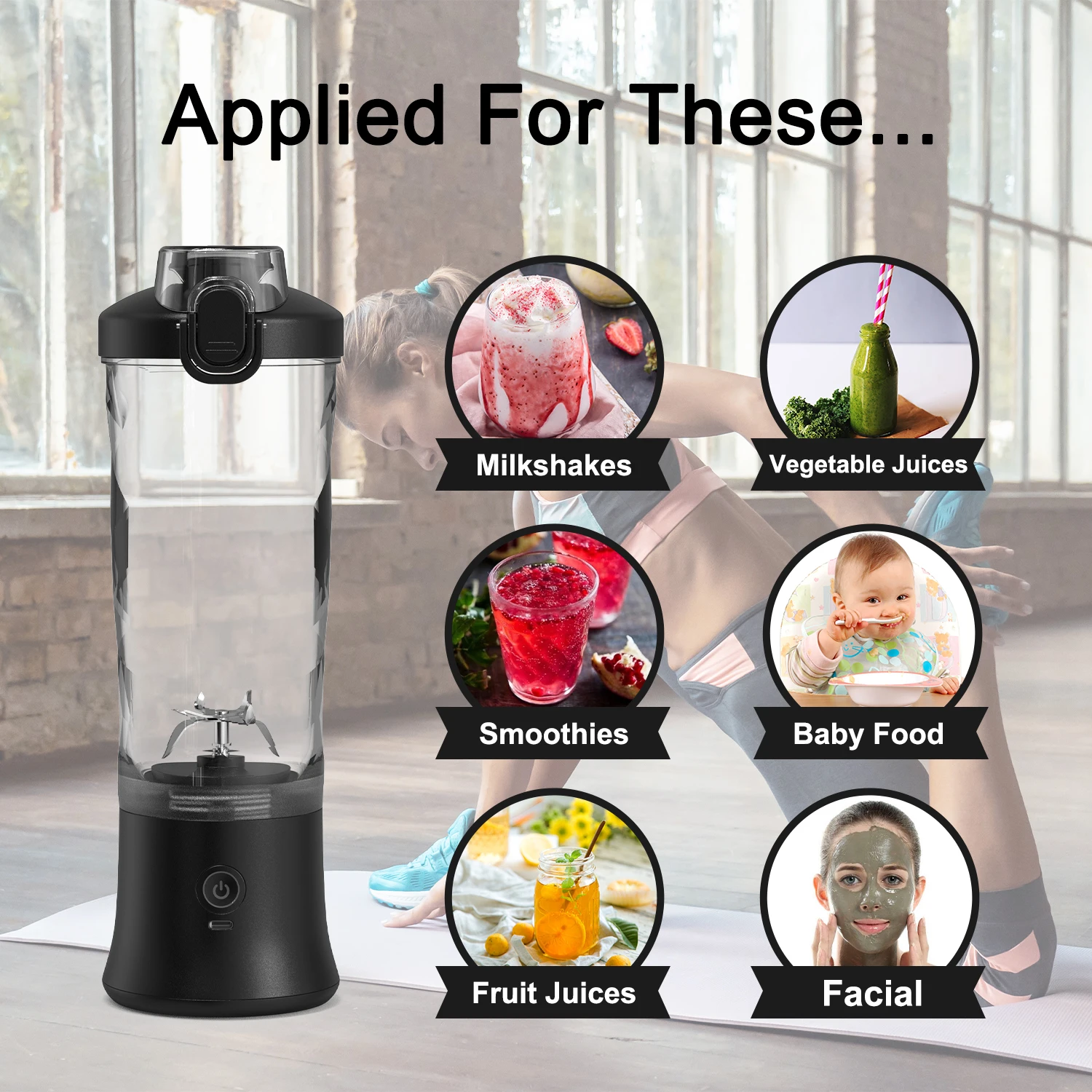 IP66 Waterproof Fruit Juice Mixer 600ML Portable Juicer Blender Smoothies Mini Juicer Cup Rechargeable
