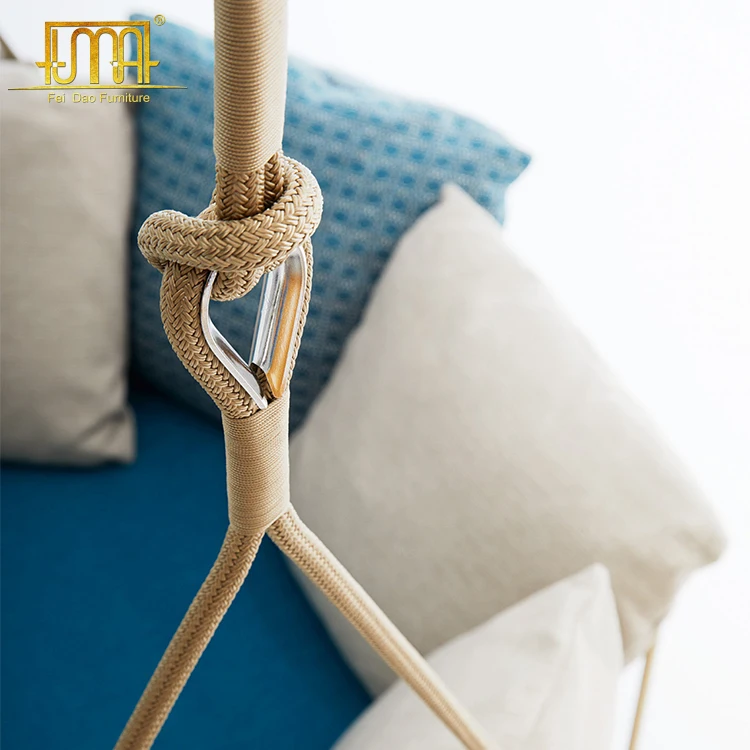 Outdoor Garden Aluminum Frame Single Hanging Round Swing Bed