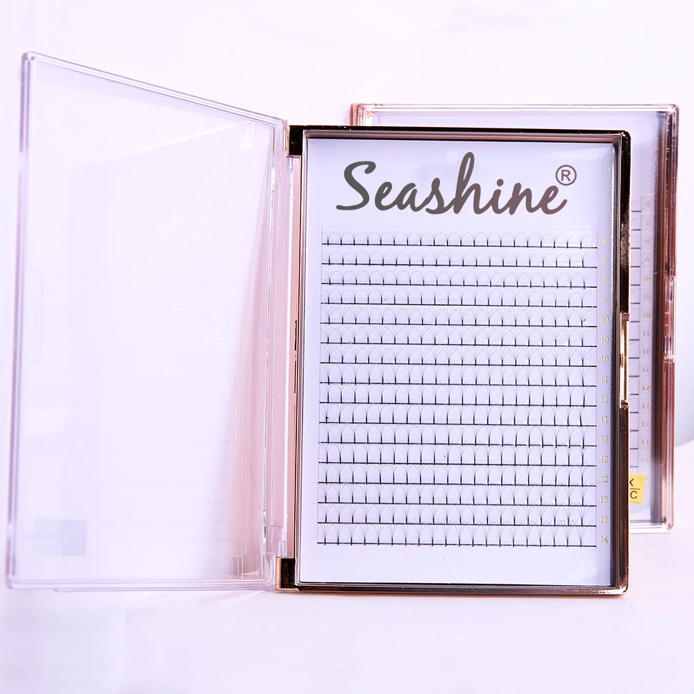 
Seashine Large custom eyelash box premade volume fans lash private label eyelashes extensions 