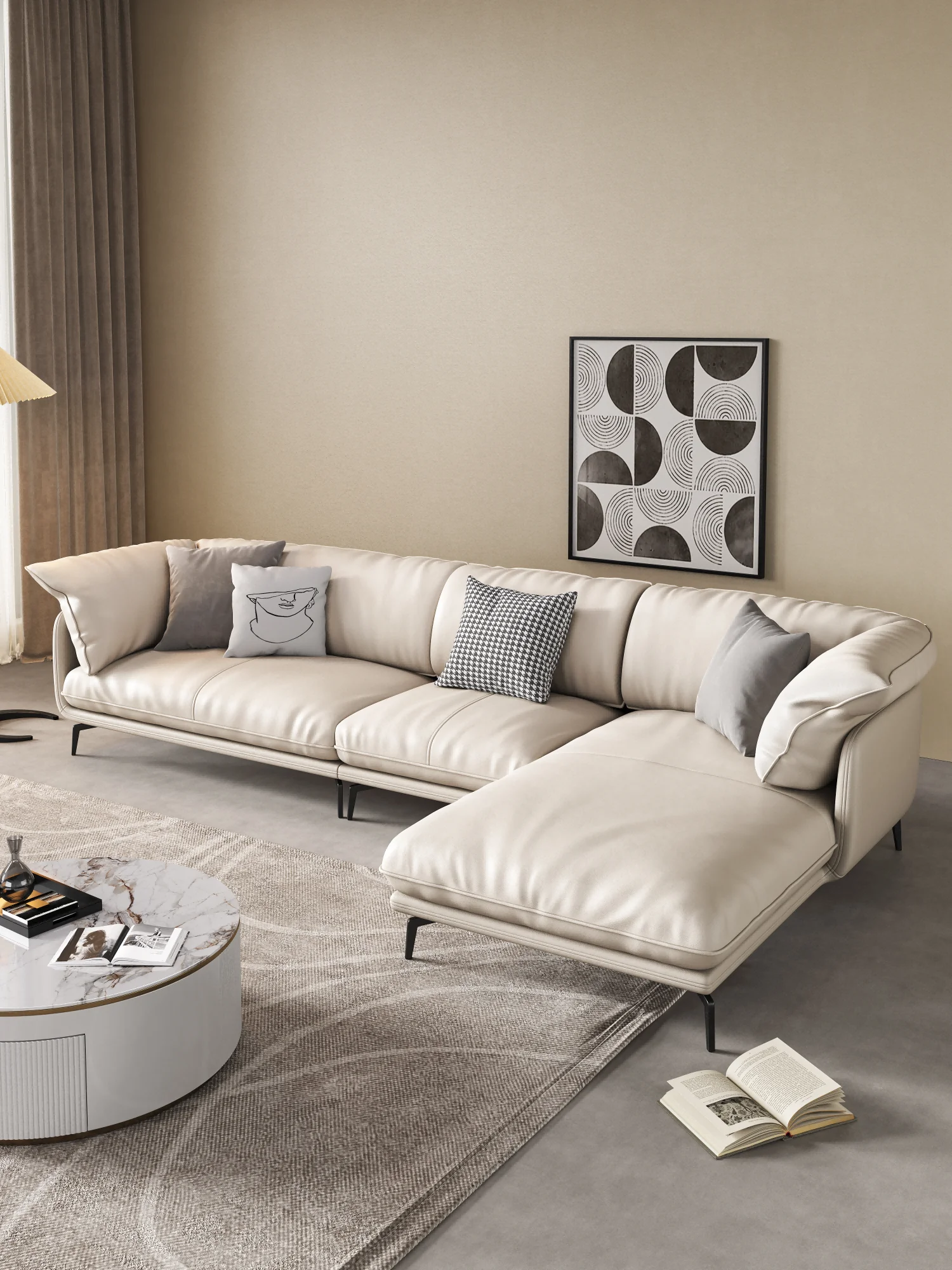 Wholesale Factory Luxury White Sofa Three Person Seat Soft Leather Furniture Living Room Sofa