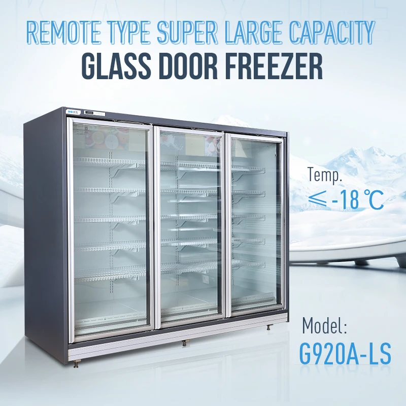 Upright 4 glass door commercial refrigerator for supermarket