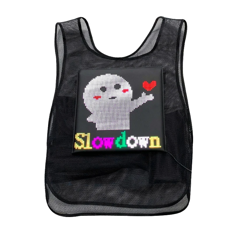 LED Vest With Full Color LED Panel Flashing Display Custom Text Pattern Animation Images Walking Advertising Vest Led Jacket