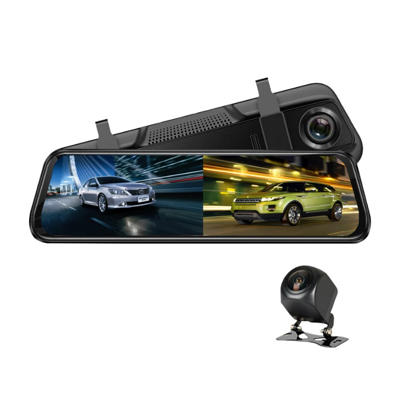 Оптовая продажа 9 66 дюймов IPS экран full hd 1080p Автомобильный видеорегистратор зеркало заднего вида с двумя камерами потокового мультимедиа