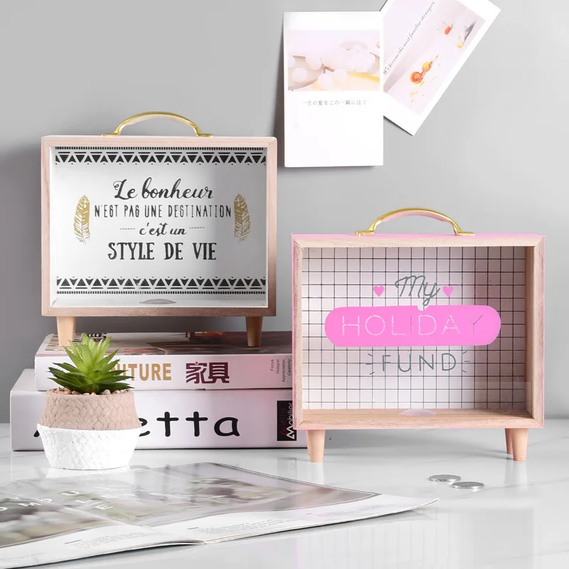 Customized Wood Coin Bank Money Box Piggy Bank Gift Wood Children for Kids