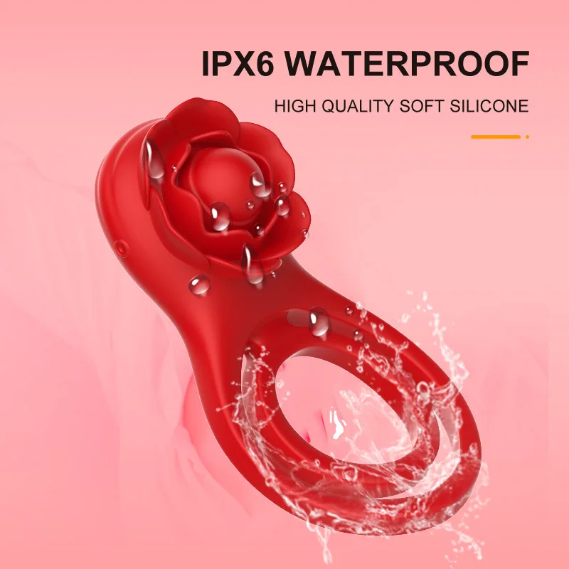 LOVE Newly rose style cock ring with Stimulator. Built-in Powerful Motor a Intense 7 vibrations