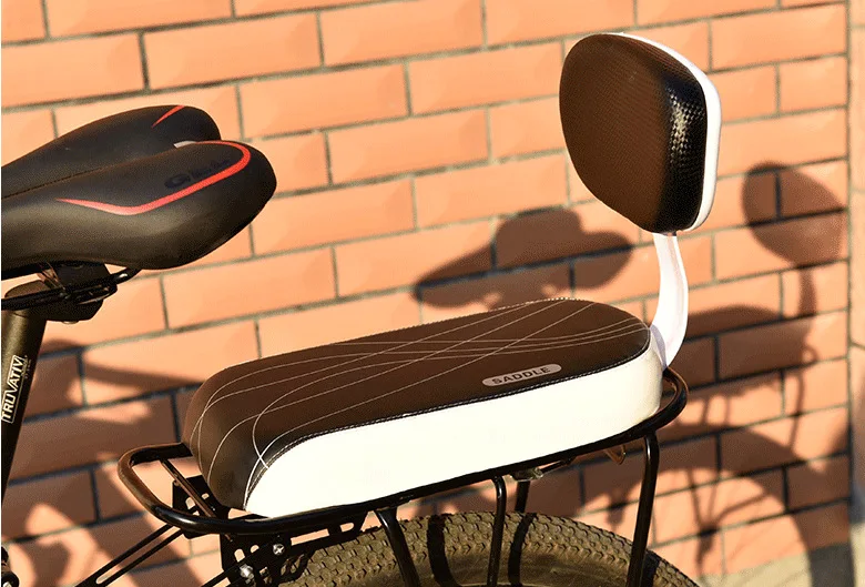 Bicycle Back Seat MTB PU Leather Soft Cushion Rear Rack Seat Children Seat with Back Rest