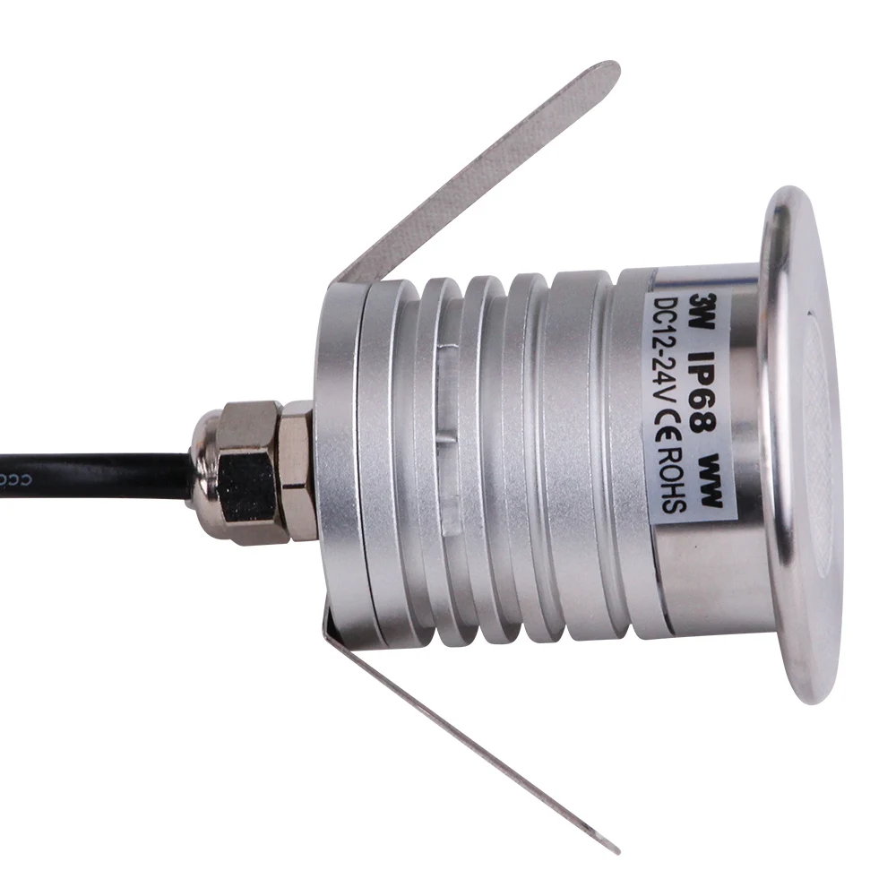 IP67 DC12V 24V 3W LED Recessed Lamp Mini Deck Luminaire Step Lights Buried Underground Light