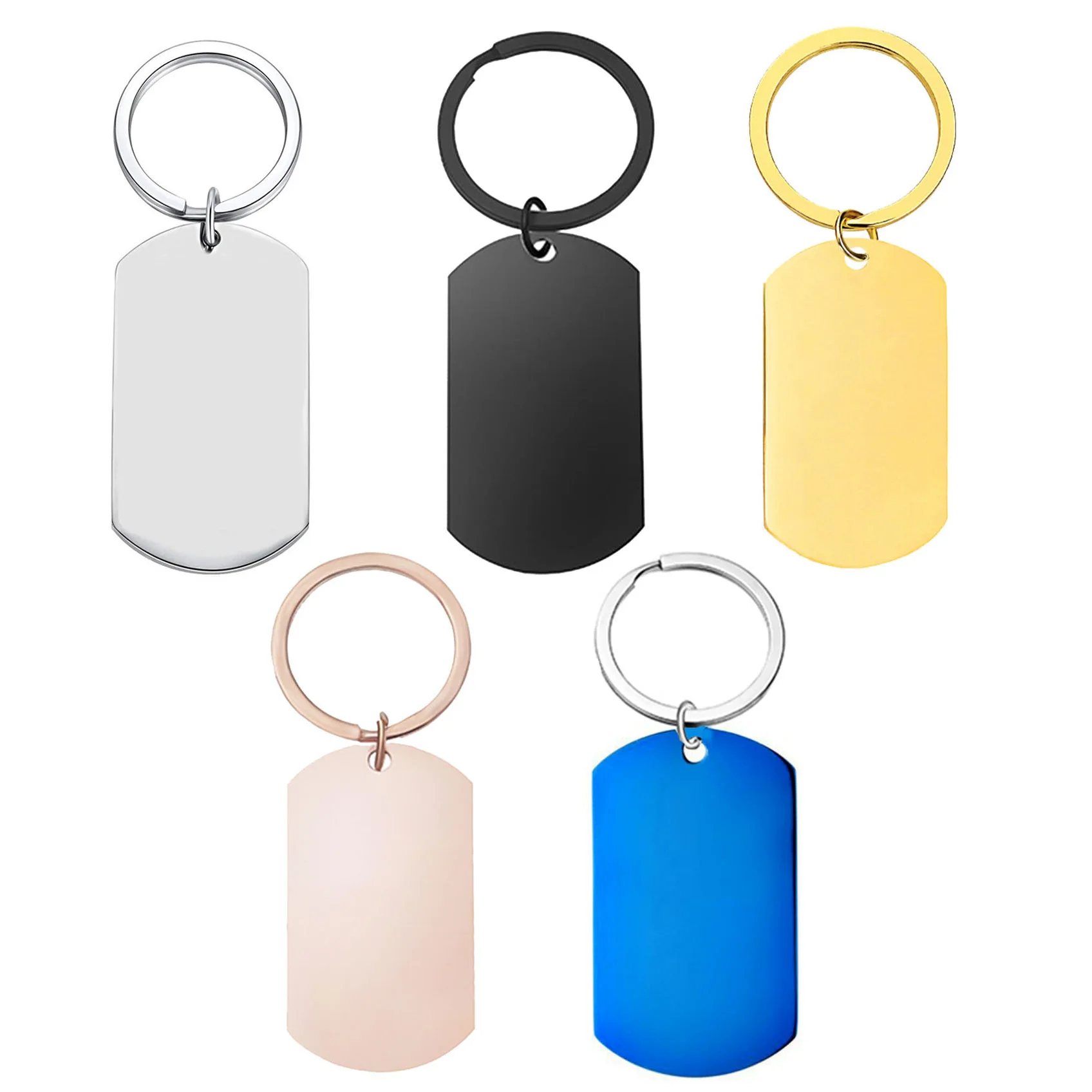 Sublimation Blanks Metal Keychain Personalized Engraving Metal Keychain Pet Name Tag Custom Logo Stainless Steel Key Chain
