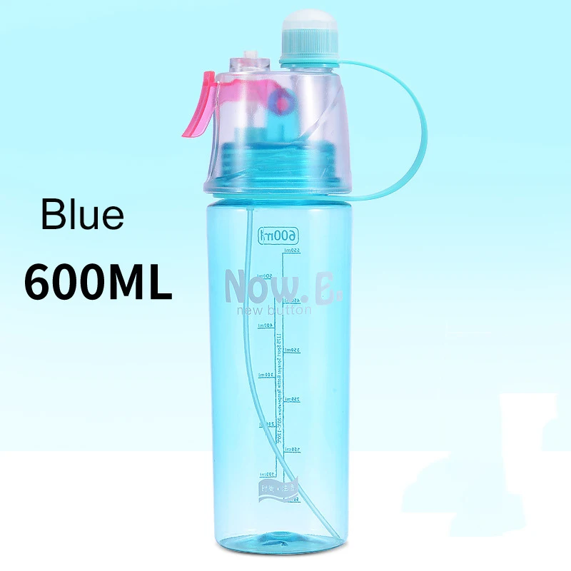 Clear Plastic Water Bottle 400ml 600ml Bpa Free Fruit Infuser Water Bottle With Straw Mist Spray