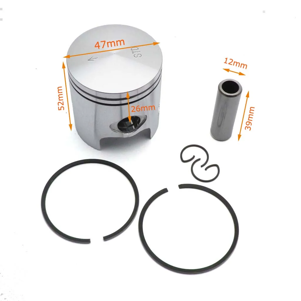 
47mm Piston Kit Ring 10mm 12mm Pin for Scooter JOG 50cc 70cc 2 stroke engine yamaha minarelli 1pe40qmb 