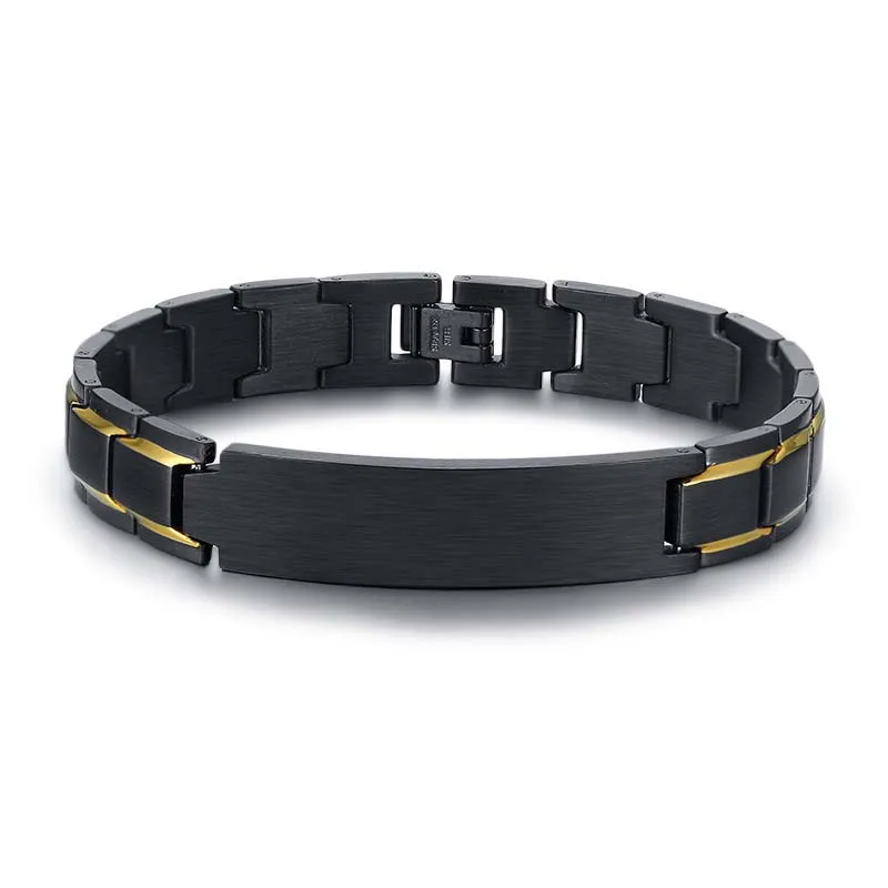 Customs Engraved Brushed Men Bangle Bracelets Stainless Steel Bar Charm Bracelet Customized Text