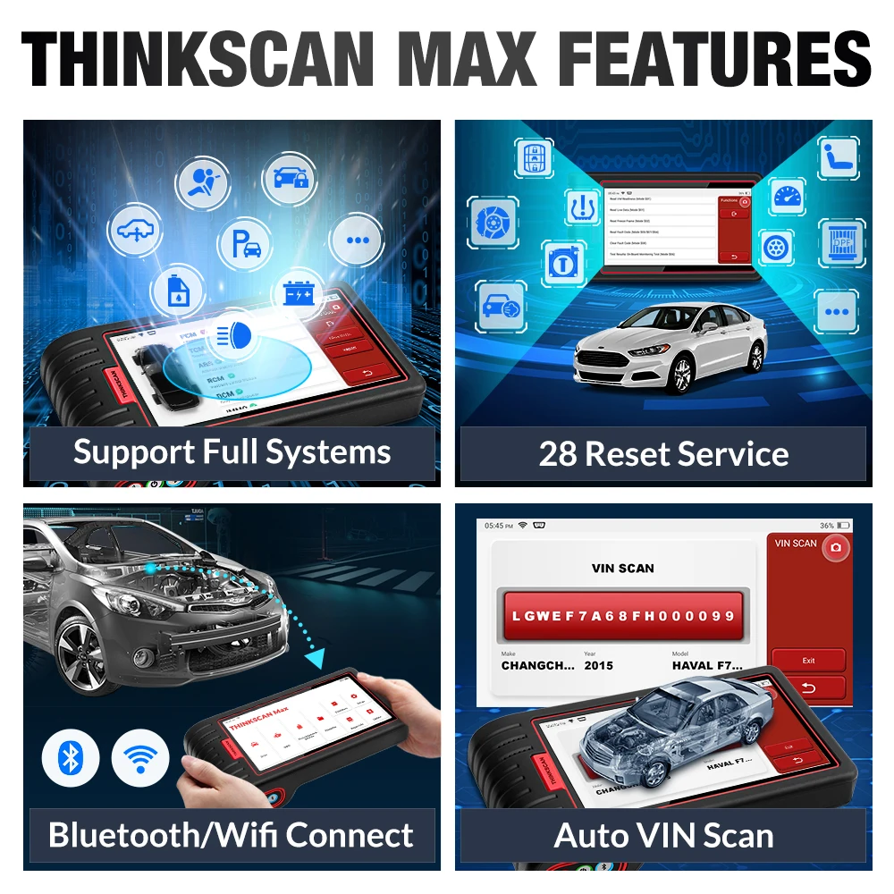 THINKCAR ThinkScan Max 2 полная система диагностики OBD2 сканер 28 сброс активный тест PK CRP909 ThinkTool mini