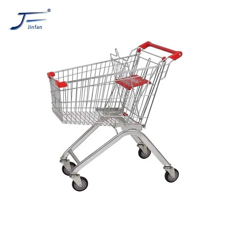 Professional Manufacturer metal steel supermarket store euro style shopping trolley 80 liters