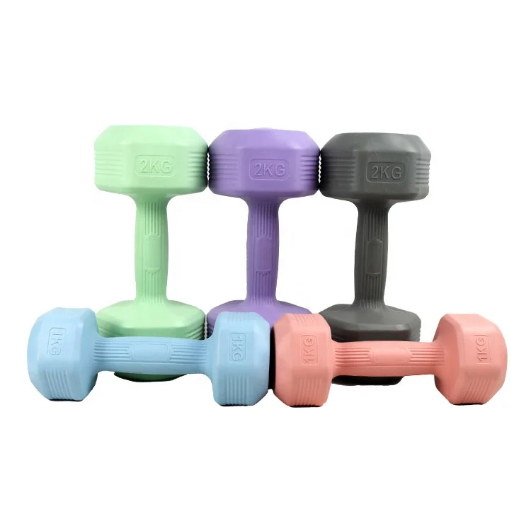 China Factory  Wholesale 1kg 2kg 3kg Colored PVC Cement Free Weight dumbbell with cheap price