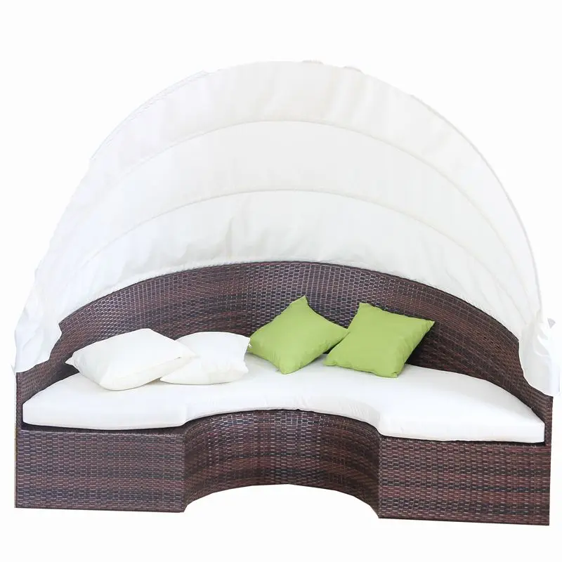 Outdoor sofa bed Circular curved sofa bed Terrace Set Custom sofa with retractable canopy