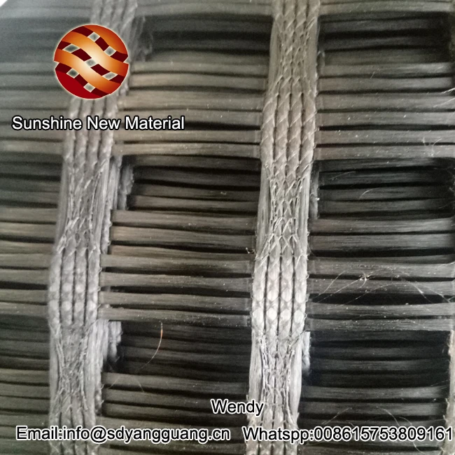 50KN Glass Fiberglass Geogrid Asphalt Geogrid by Karl Mayer Machine