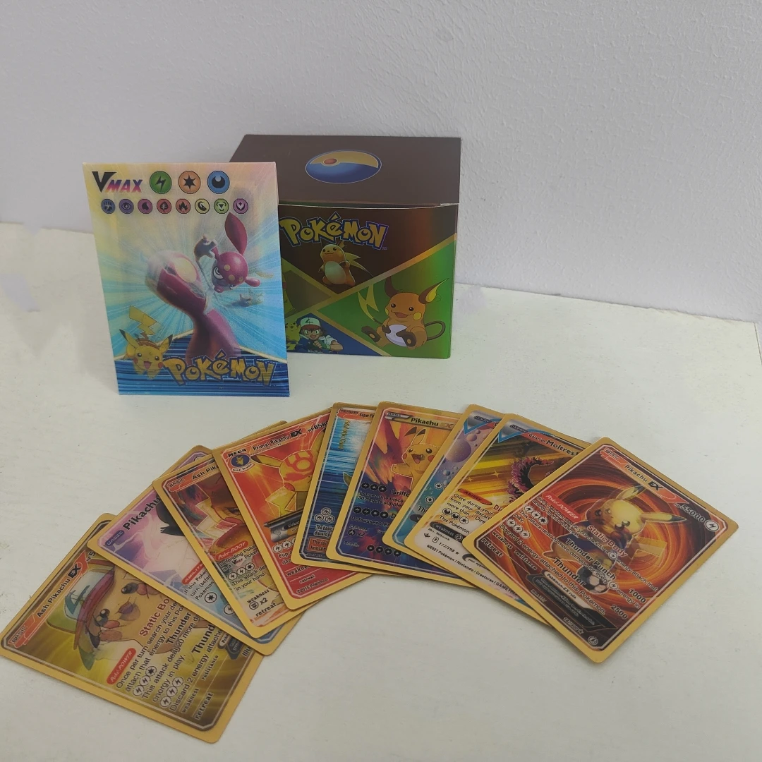 English Language Version Pokemond Cards 100Pcs Children Game Gift for Boy Card Collection Poke mon Cards 3D Original