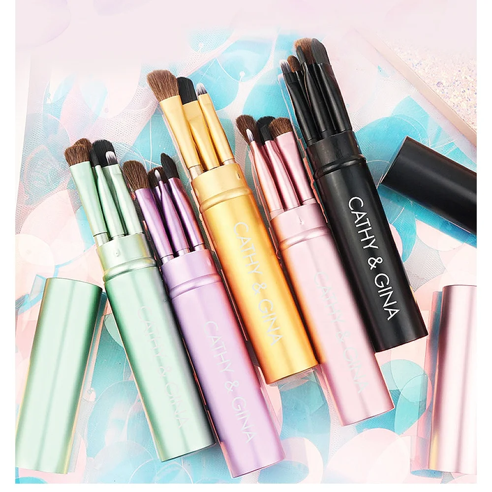 
Профессиональный 5 шт. переносная тени для век, карандаш для бровей, кисть для губ Макияж Кисти Набор мини глаз набор кистей для макияжа 