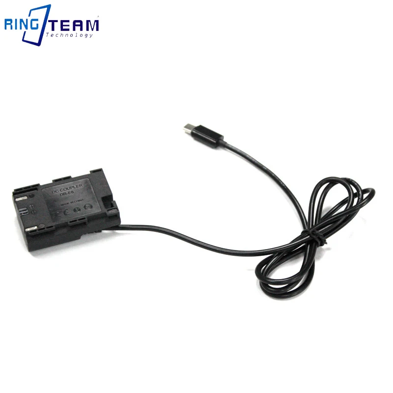 DSLR Camera Dummy Battery USB-C Type C DR-E6 Dummy Battery DC Coupler For 60D 70D 80D 5DS R 5D Mark IV III 5D4 5D3 5D2 II