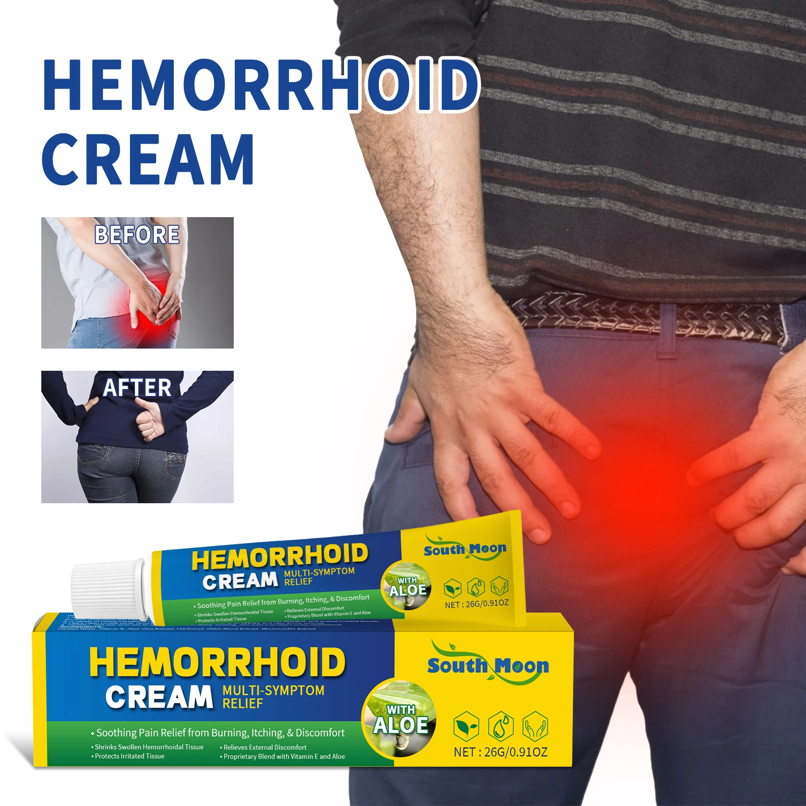 best sell hemorrhoid ointment 26g/pcs natural external herbal hemorrhoids cream health product