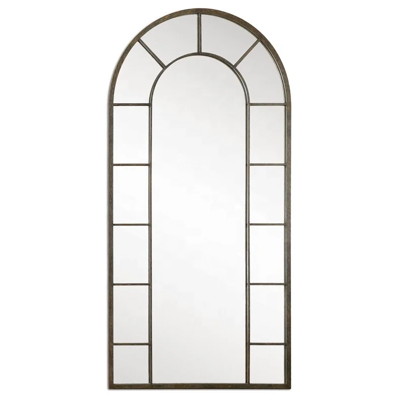 Wholesale Manufacturer Direct Sales Unique Decorative Metal Framed Arch Full Length Floor Dressing Standing Mirror
