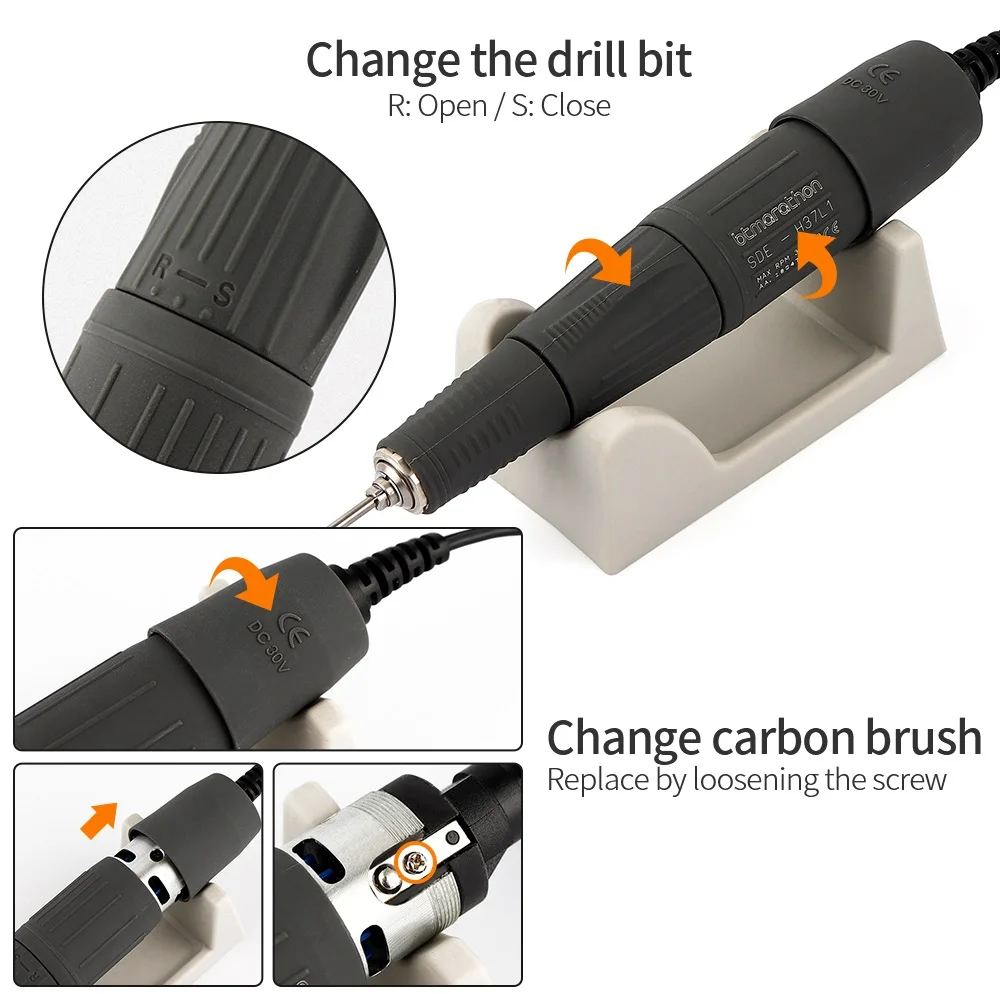 65W Electric Nail Drill Machine 35000RPM For Manicure Pedicure Nail Drill Polisher Professional Nails Art Tools