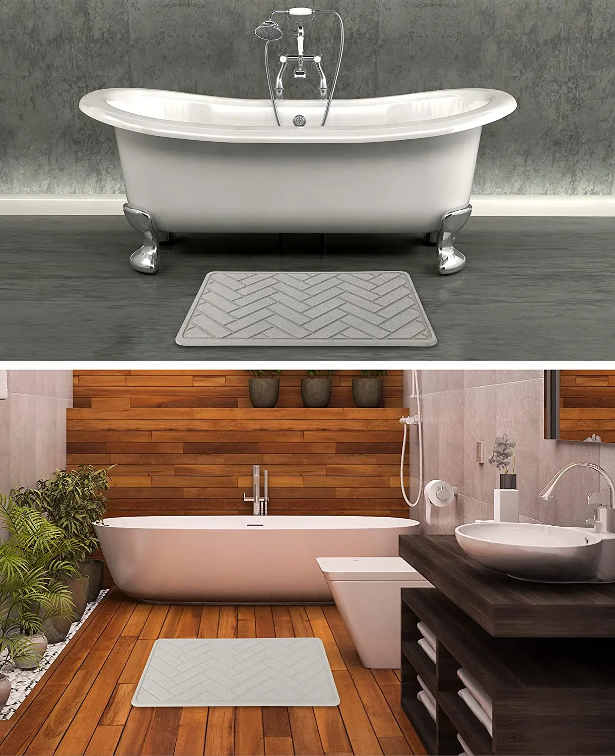 Diatomaceous Earth Bath Mat Fast-Drying Nonslip Absorbent Stone Bath Mat for Bathroom Shower Floor  White