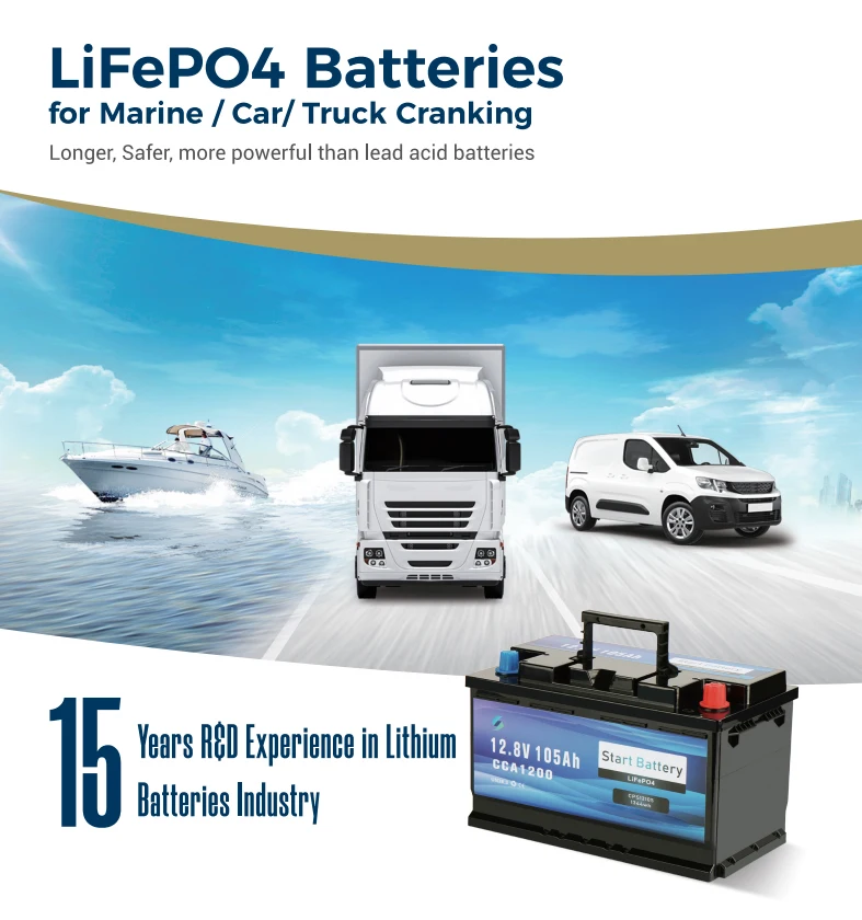 1200A CCA Maine 12 В 100Ah автомобильный статер батарея Lifepo4