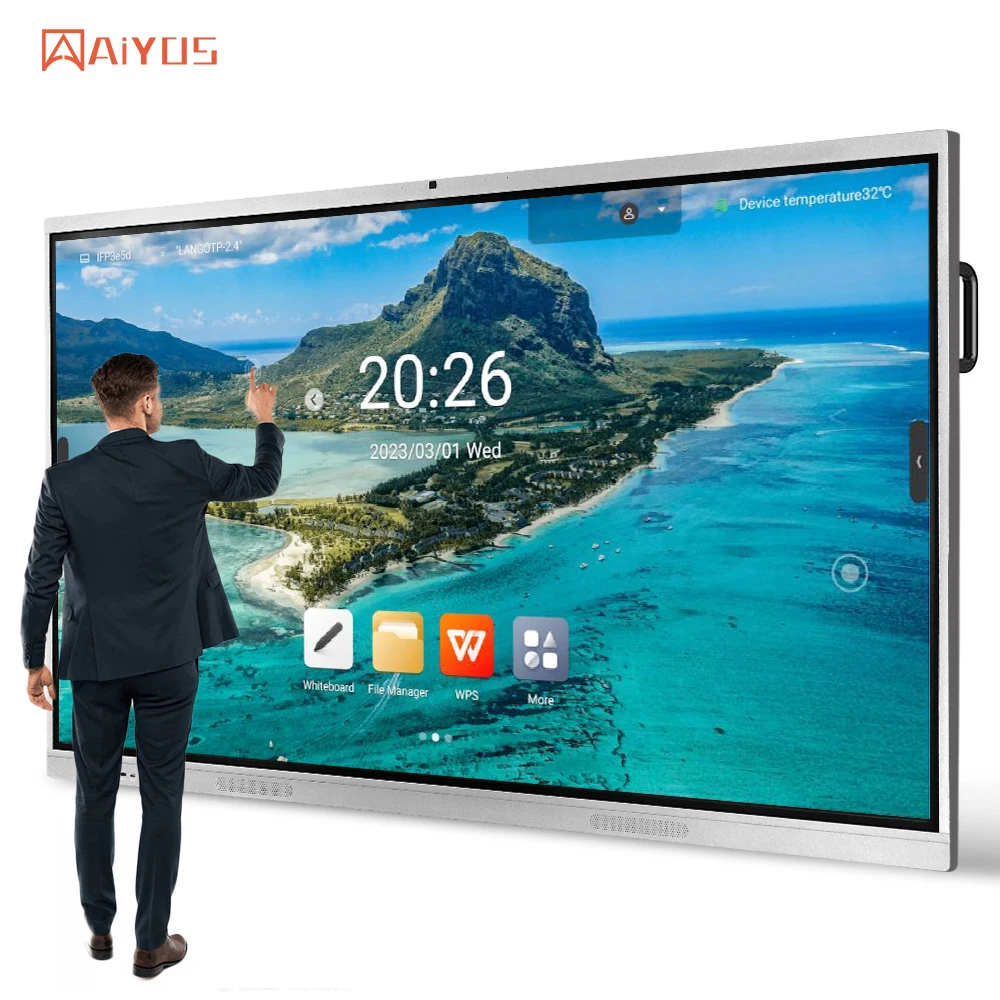 OEM ODM Android 13/14.0 High End 311D2 V100 Интерактивная плоская панель 4K UHD монитор Дисплей Смарт-плата цена 98 дюймов