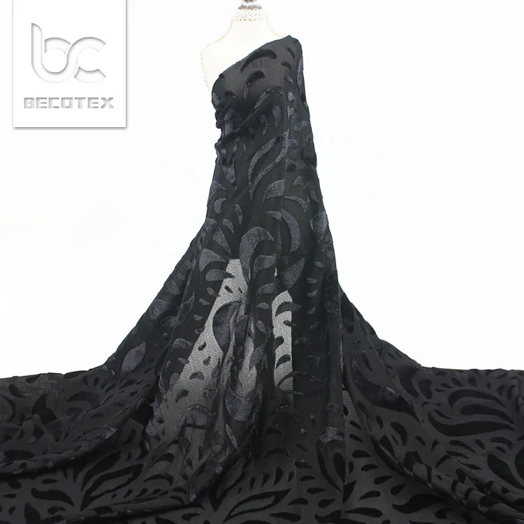 Flower stretch knitted soft burnout velvet fabric Hot sale stretch burnout velvet fabric for clothing