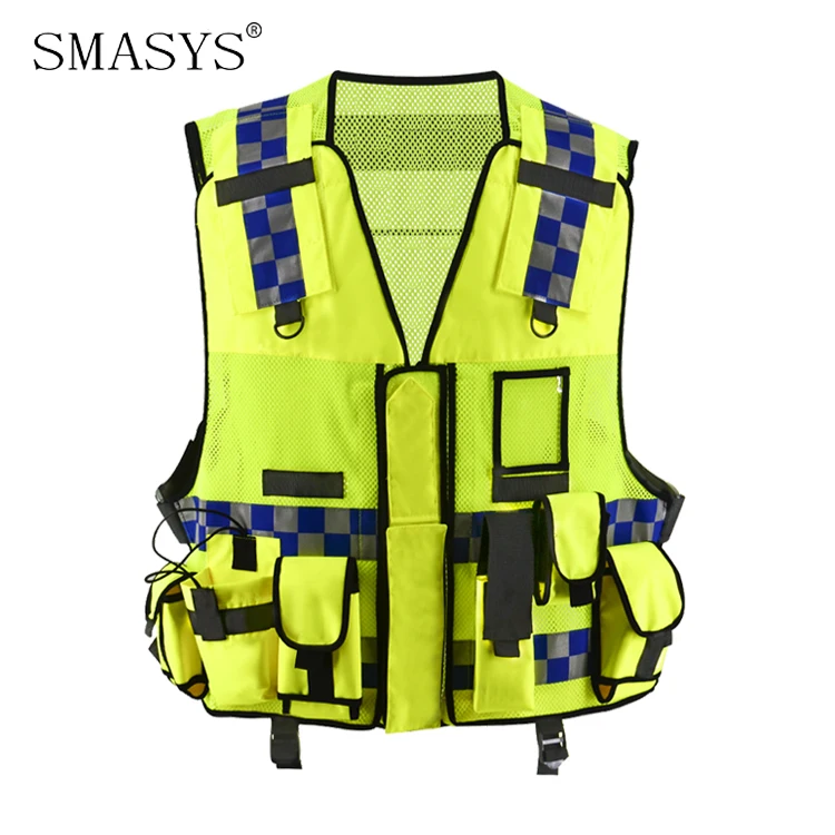 SMASYS High Visibility Mesh Reflective Traffic Warning Police Safety Vest