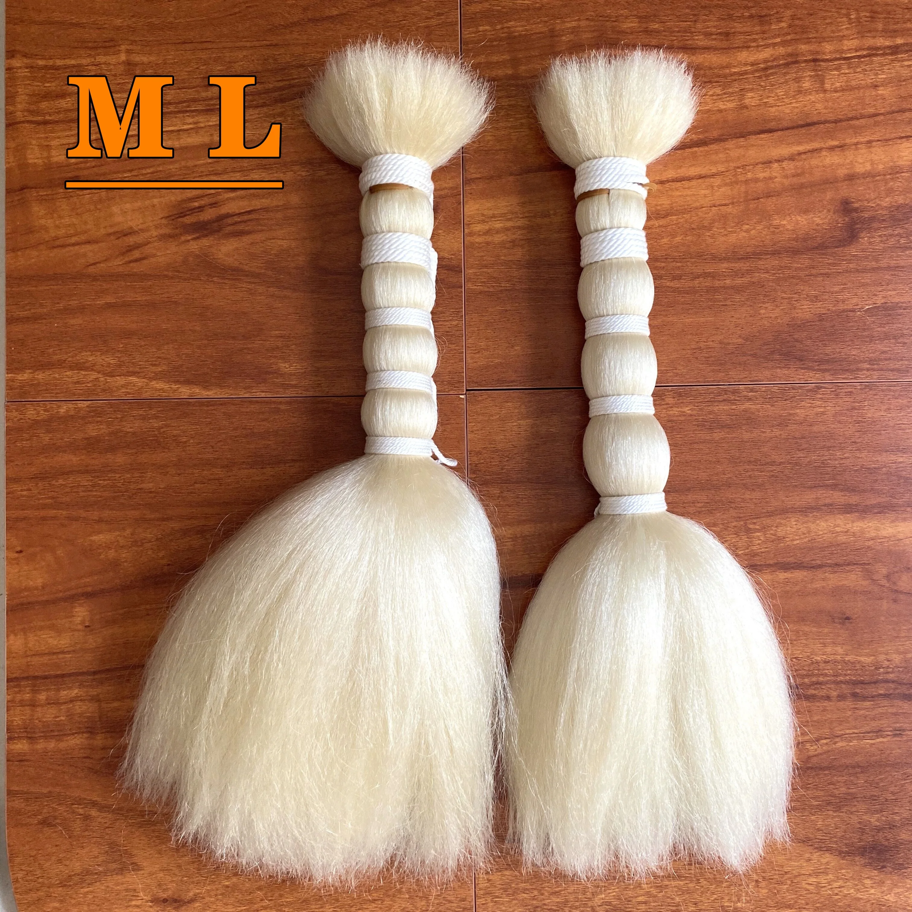 22' virgin yak hair bundles 100% washed yak tail hair wig extensions white color