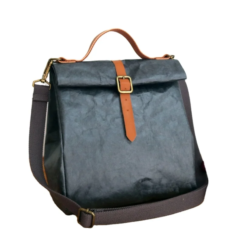 Многоразовая серая эко-Изолированная бумага Tyvek, сумка для ланча, лучший индивидуальный дорожный изолированный вощеный холщовый пакет для ланча, пикника, сумка-холодильник