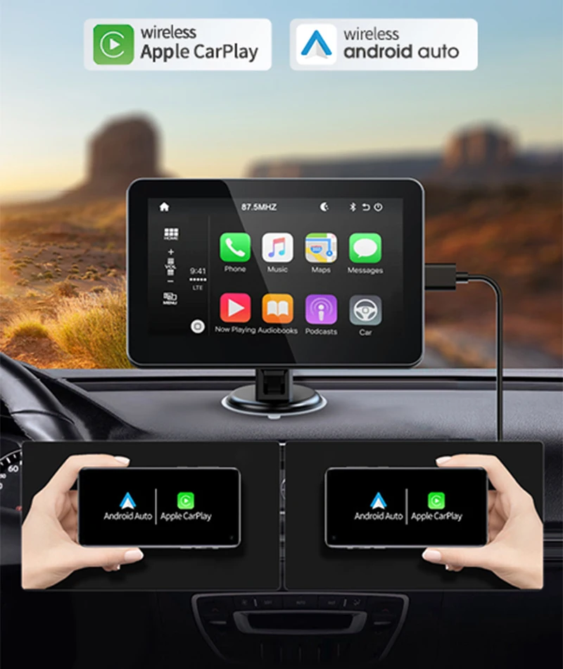Сенсорный экран беспроводной carplay Android Auto Универсальный Автомобильный Радио плеер Wifi BT FM AUX Видео Портативный GPS навигация