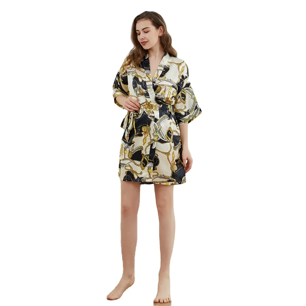 Green tex Custom LOGO Silk Satin Robe Bridesmaid Satin Robes Women Sleepwear SPA Beauty Dress