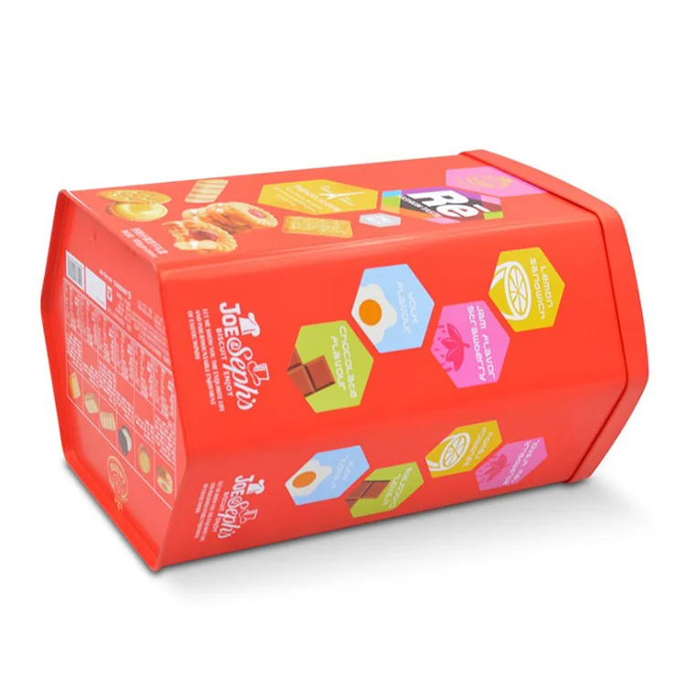 2020 OEM Custom Food Grade Tin Box For Biscuit Tin Packing Sexangle Assorted Biscuits Tin