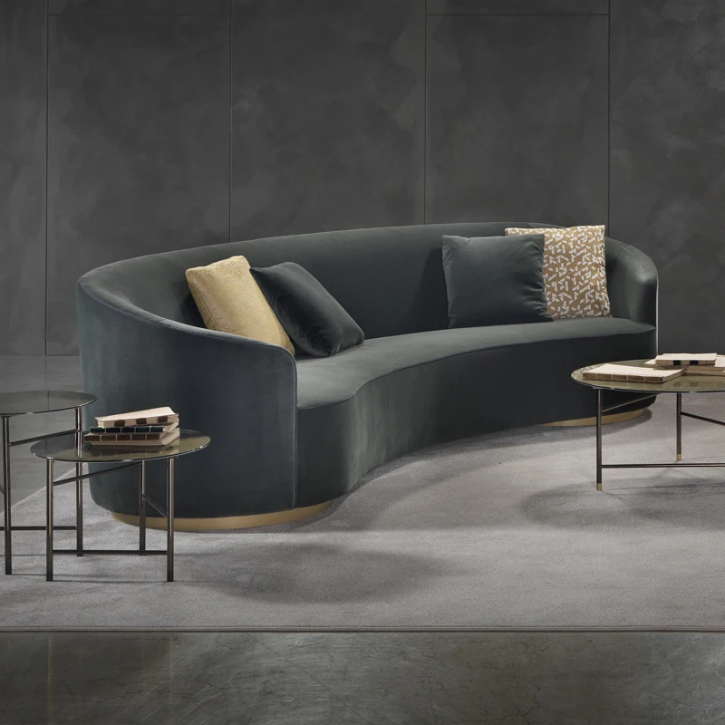 Modern Nordic velvet Sofa Curved Sofa Couch Living Room Home Office Upholstery Fabric Half Round Circle Sofa