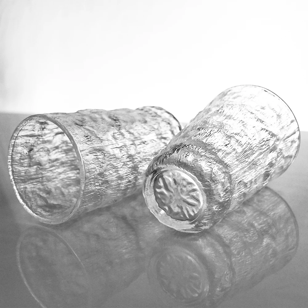 Factory Best Sale Glacier Grain Clear Glass Cup Nordic Style Whiskey Glass Cup 300ml