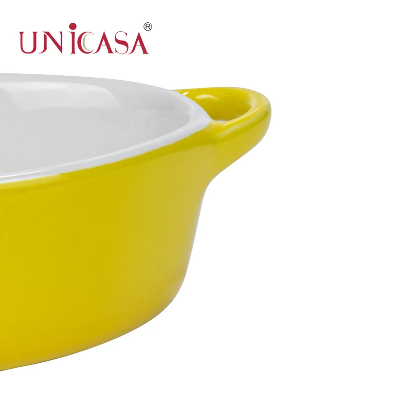 Ceramic Casserole Dish with Lid, Stoneware Covered Rectangle Casserole Ceramic Casserole Pan for Bakeware Oven, Yellow