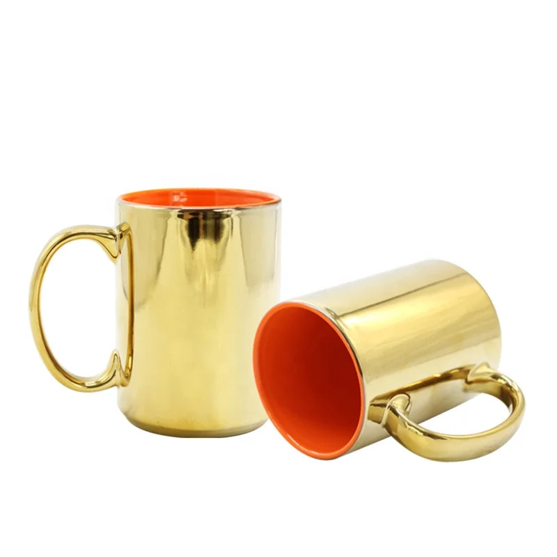 Personalised mugs Christmas golden sublimation mugs 15 oz electroplated large coffee mug