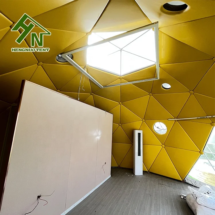 8m Luxury White PVC Outdoor Camping Tent Geodome Geodesic Dome Tent Hotel Glamping with Bathroom