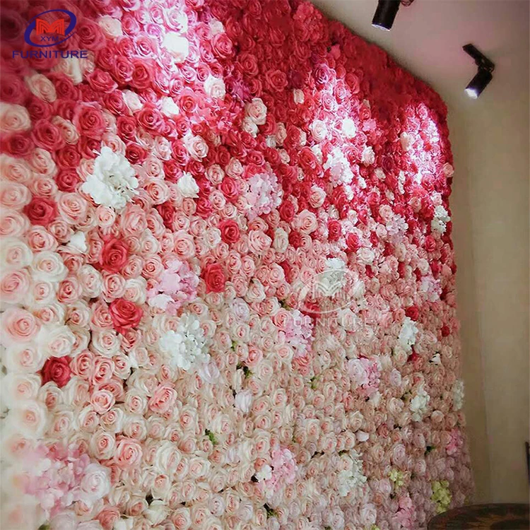 Party row arrangement backdrop wedding artificial flower panels decorative rose artificial flower wall