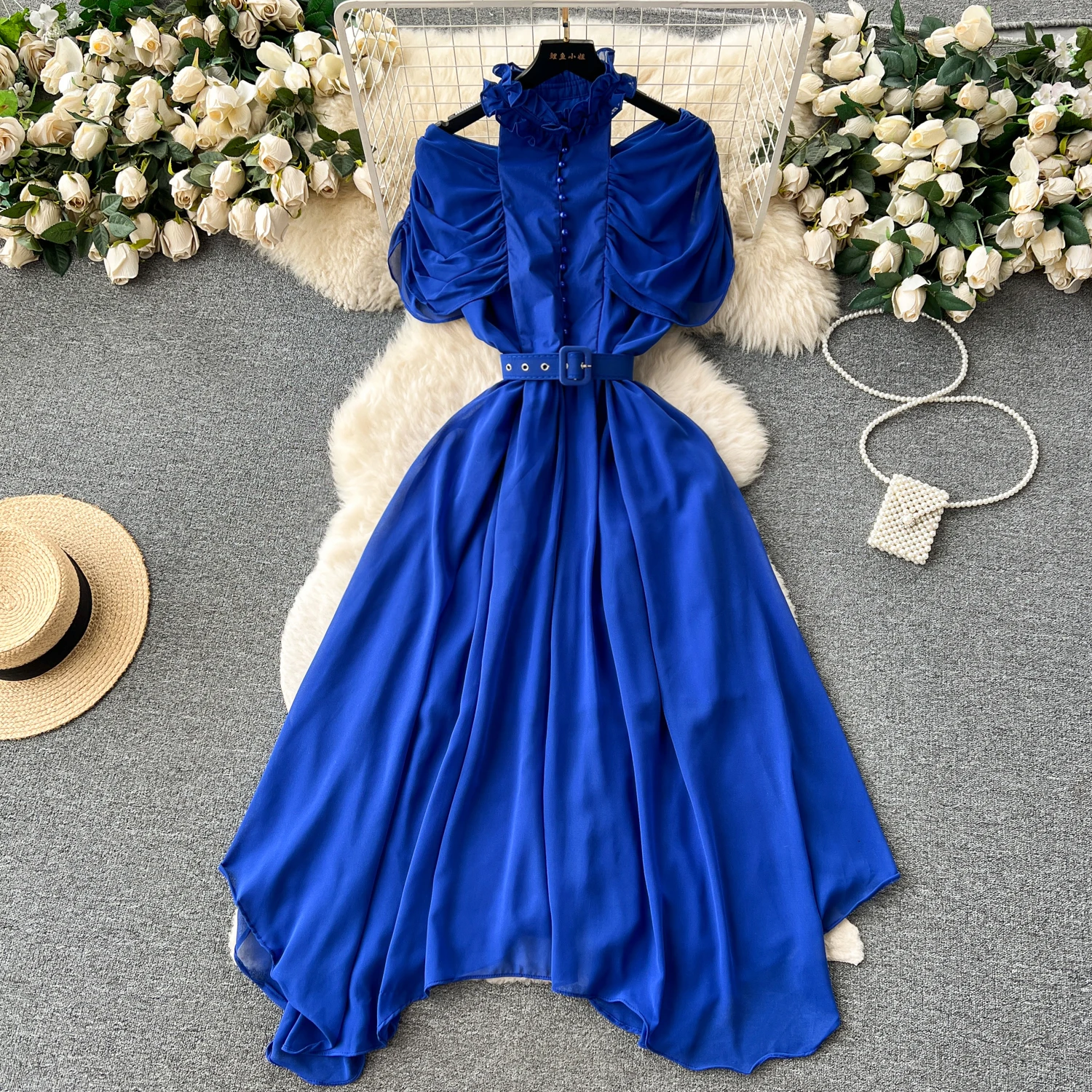 High Quality Casual Tunic Slim Midi Dress For Women Empire Hollow Out Lace Dresses Ladies Elegant Dresses Clothes Women