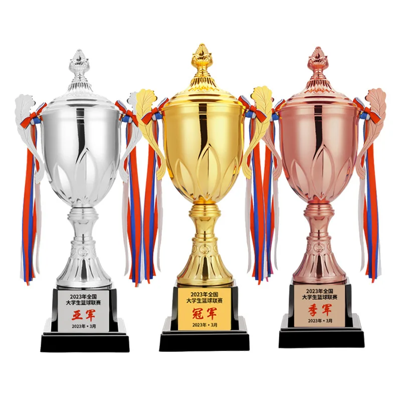 China big size Sport Meeting Creative Custom World Globe High-end Metal 3D Figurines Gold Plated Trophy Cup Trophies