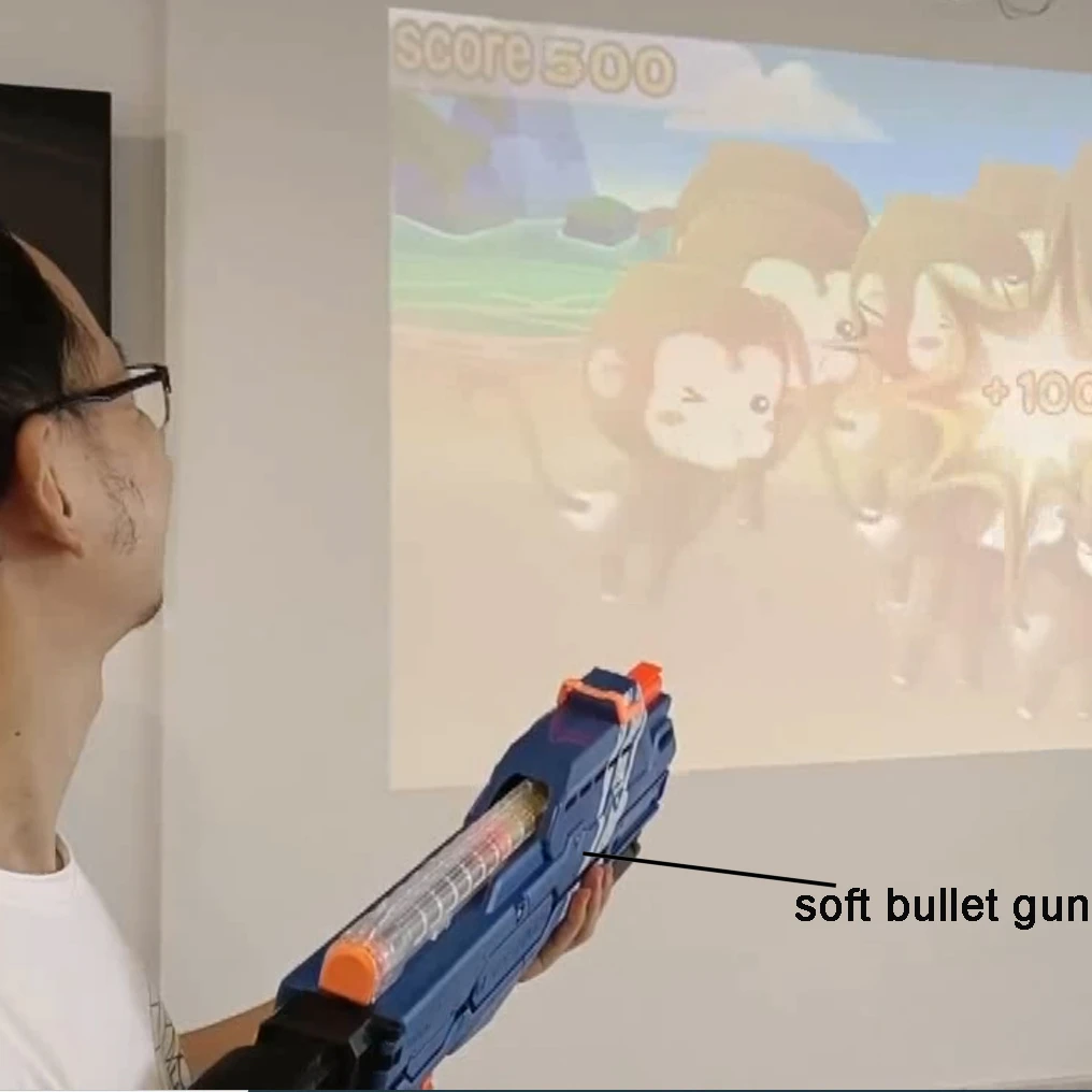 6*8M Huge screen Virutal Smart Machine Gun shooting 3D Video Interactive games Immersive game For Shopping Center