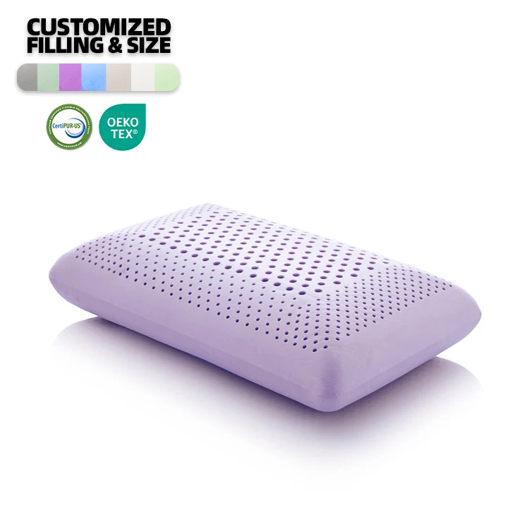 Hot Sale Customized Lavender Essential Oil Cooling Memory Foam Gel Pillow With Long-lasting Lavender Scent