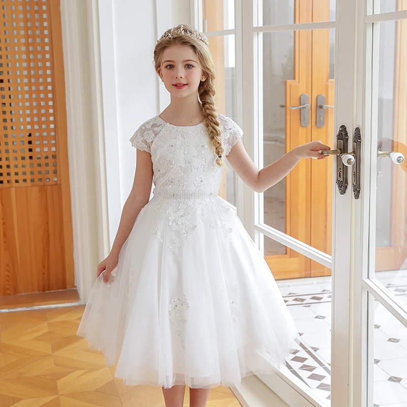 Children Birthday Poncho Summer Flower Girl Wedding Girl Host Piano Performance Princess Dress for Girls