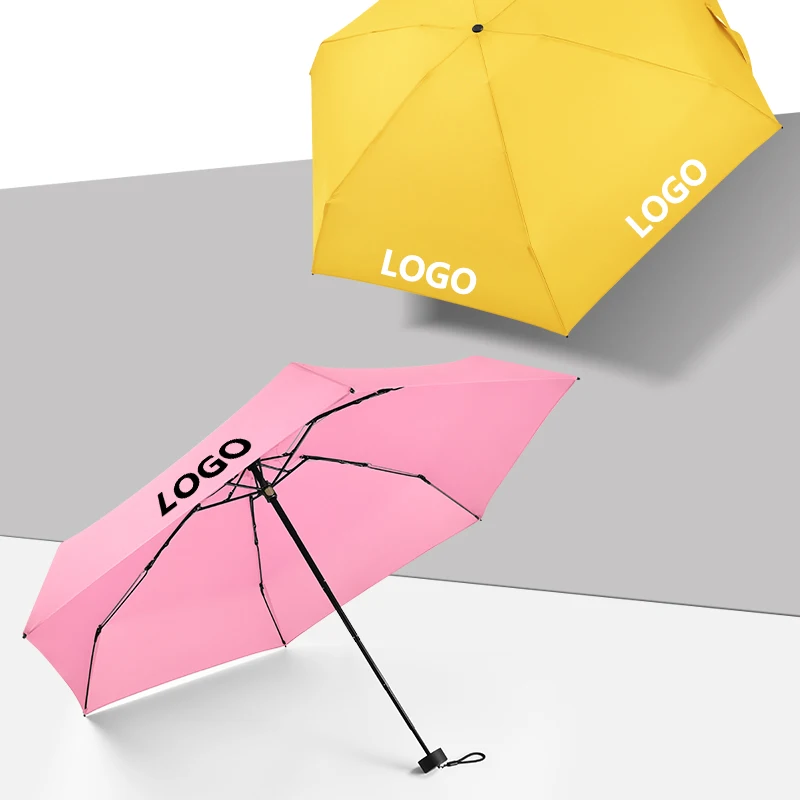 19 Inches Super Light Mini Small Umbrella Sun Protection Custom Logo Manual Open Flat Folding Umbrella